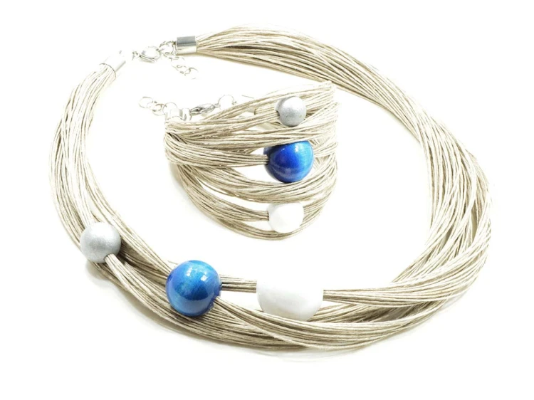 komplet-lnianej-bizuterii-srebrny-turkusowy-bialy