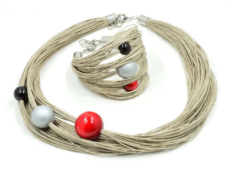 czarny-srebrny-czerwony-komplet-bizuterii-lnianej