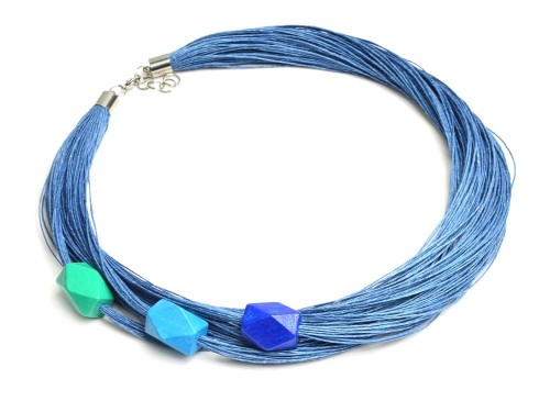 sznurkowy naszyjnik-niebieski