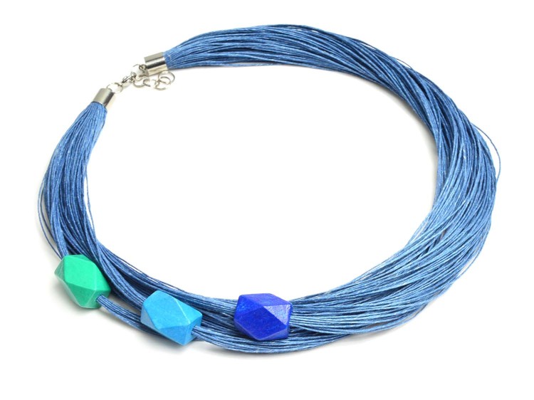 sznurkowy naszyjnik-niebieski