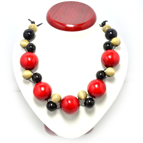 czerwony-szary-czarny-korale-drewniane