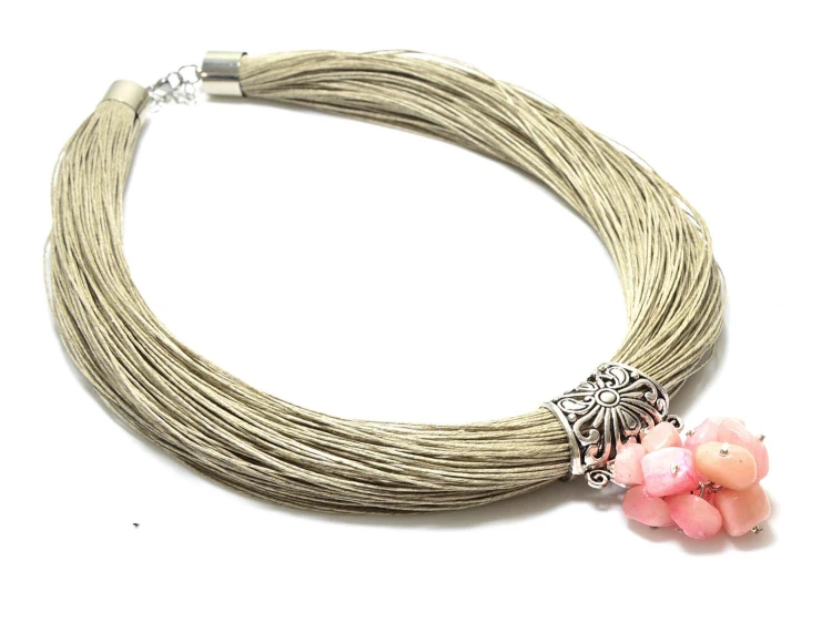 naszyjnik-lniany-z-rozowa-zawieszka-z-kamieniami